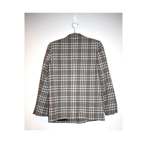 Theory Piazza Wool Blazer Jacket Size 0 Optical Plaid Brown Multicolor Academia - Picture 5 of 11